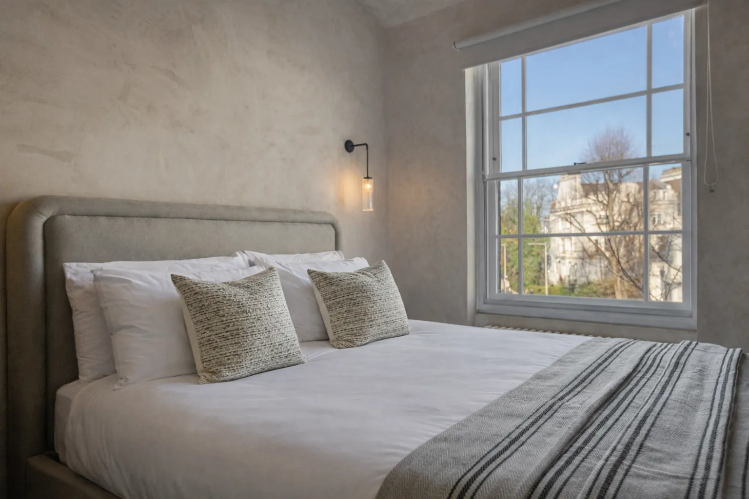 Bedroom design visual for the Notting Hill apartment, scheme six